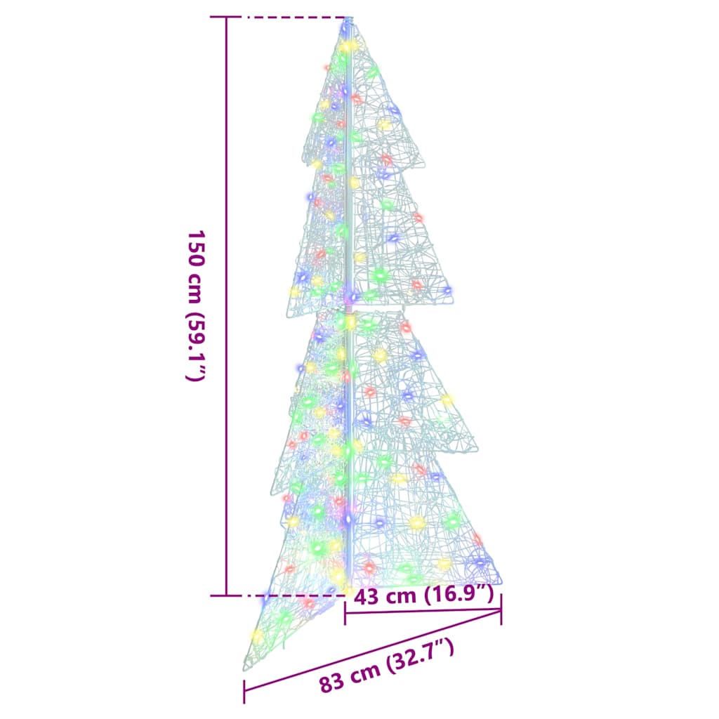 vidaXL Christmas Tree with 160 LEDs Multicolour 150 cm Acrylic