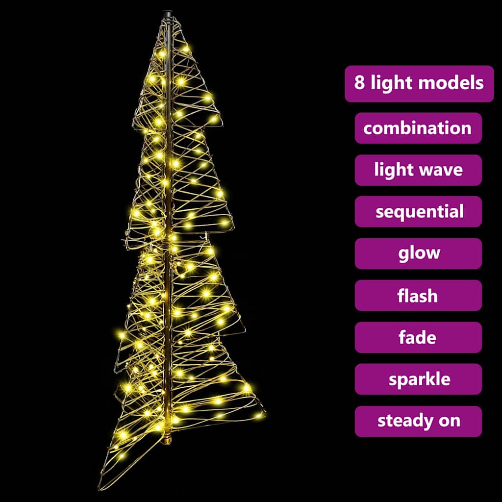 vidaXL Christmas Tree with 100 LEDs Warm White 120 cm Rattan
