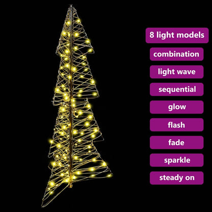 vidaXL Christmas Tree with 100 LEDs Warm White 120 cm Rattan