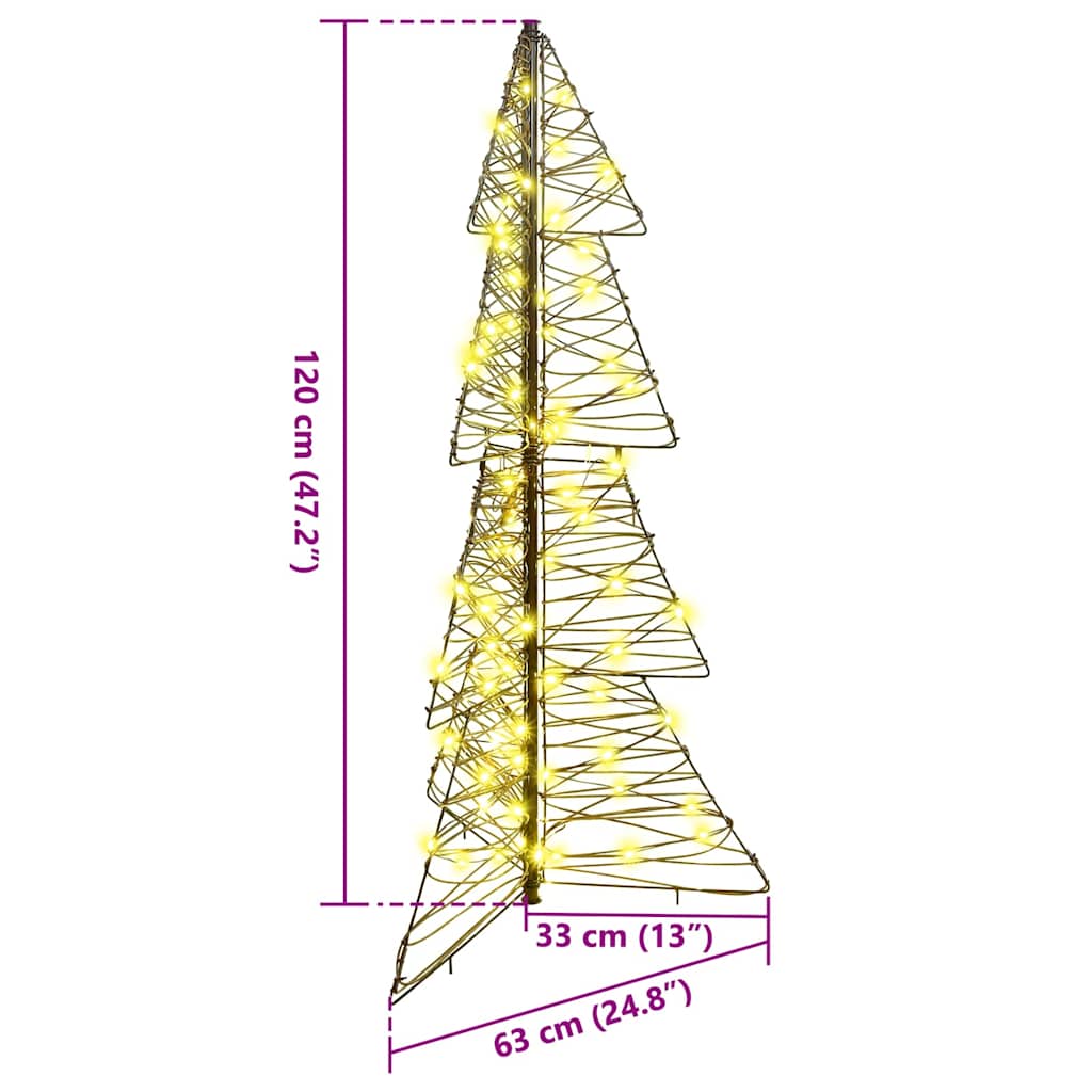 vidaXL Christmas Tree with 100 LEDs Warm White 120 cm Rattan