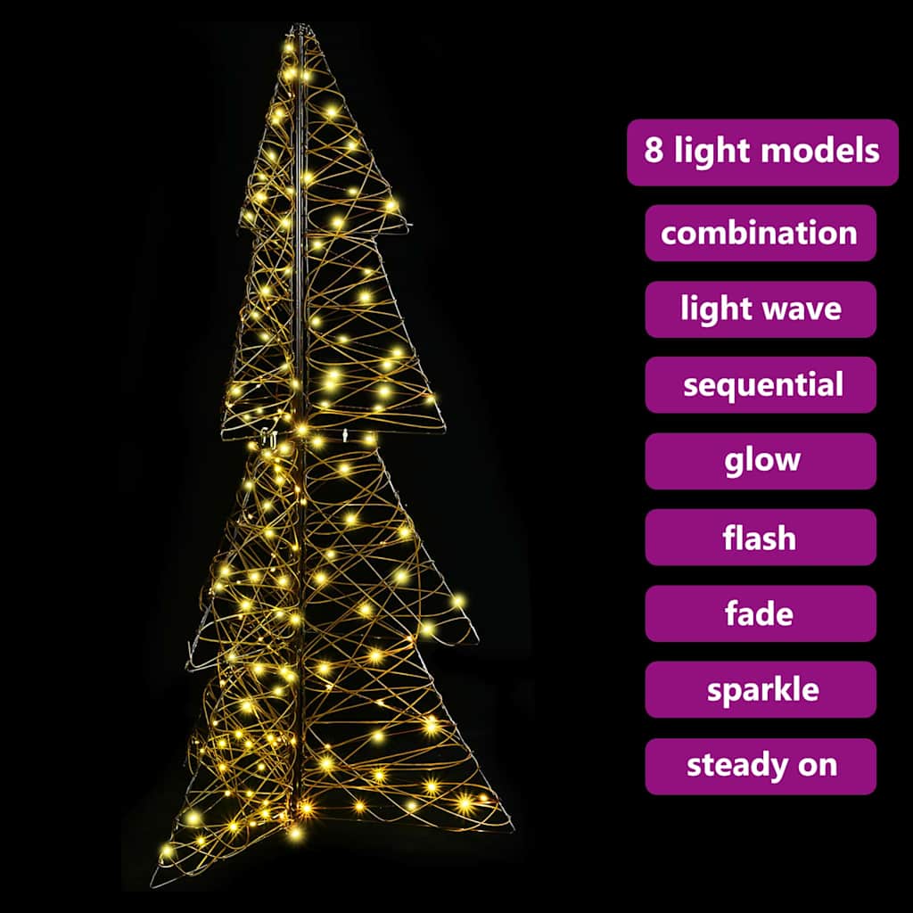 vidaXL Christmas Tree with 160 LEDs Warm White 150 cm Rattan