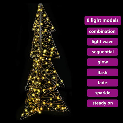 vidaXL Christmas Tree with 160 LEDs Warm White 150 cm Rattan