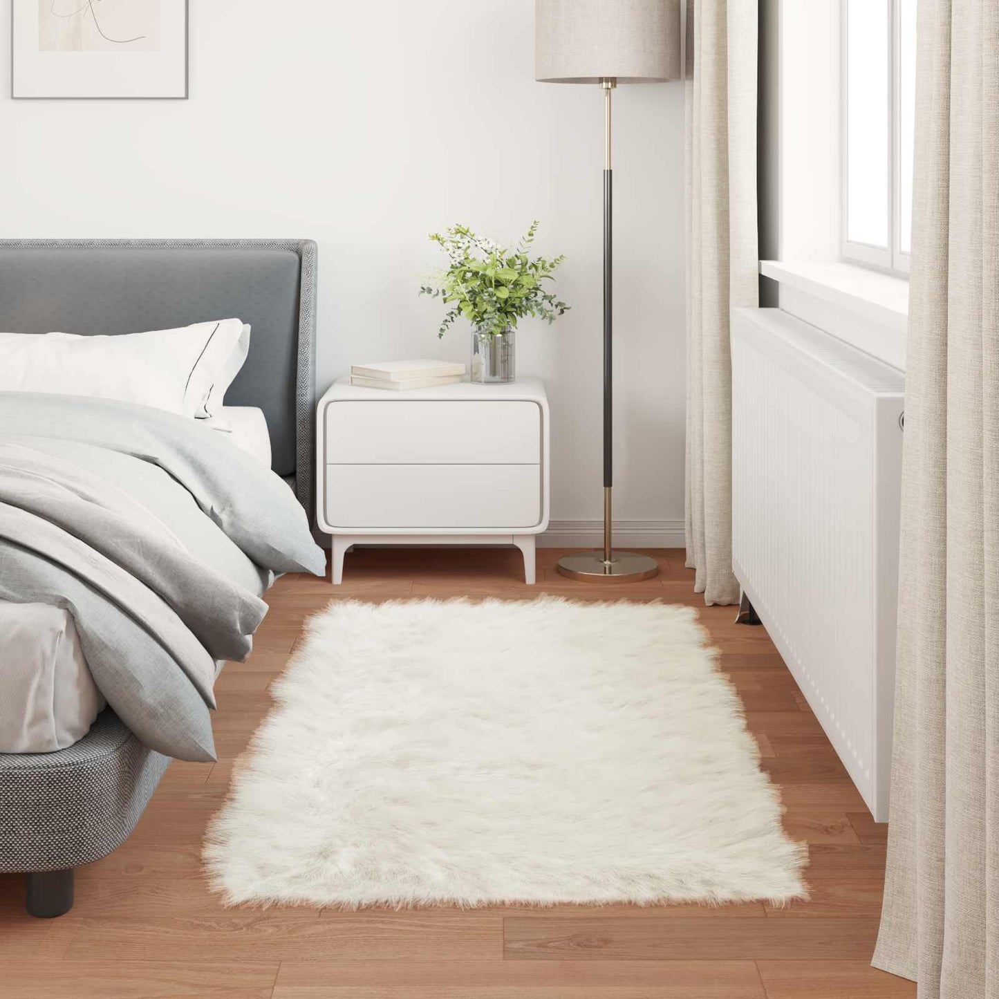 vidaXL Faux Sheepskin Rug TAFALLA White 80 x 150 cm Polyester