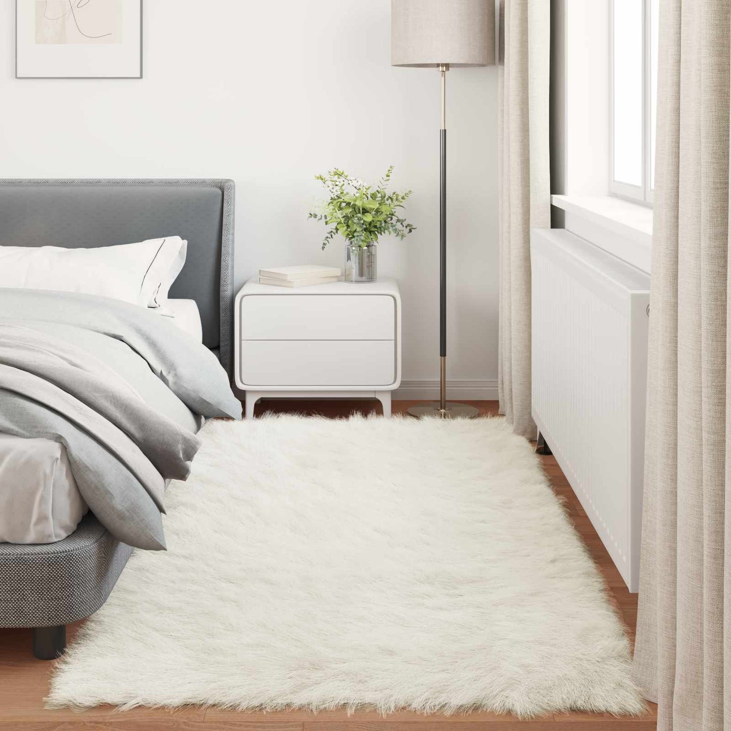 vidaXL Faux Sheepskin Rug TAFALLA White 80 x 200 cm Polyester