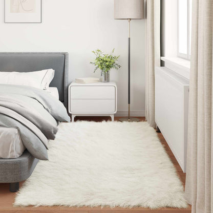 vidaXL Faux Sheepskin Rug TAFALLA White 100 x 200 cm Polyester