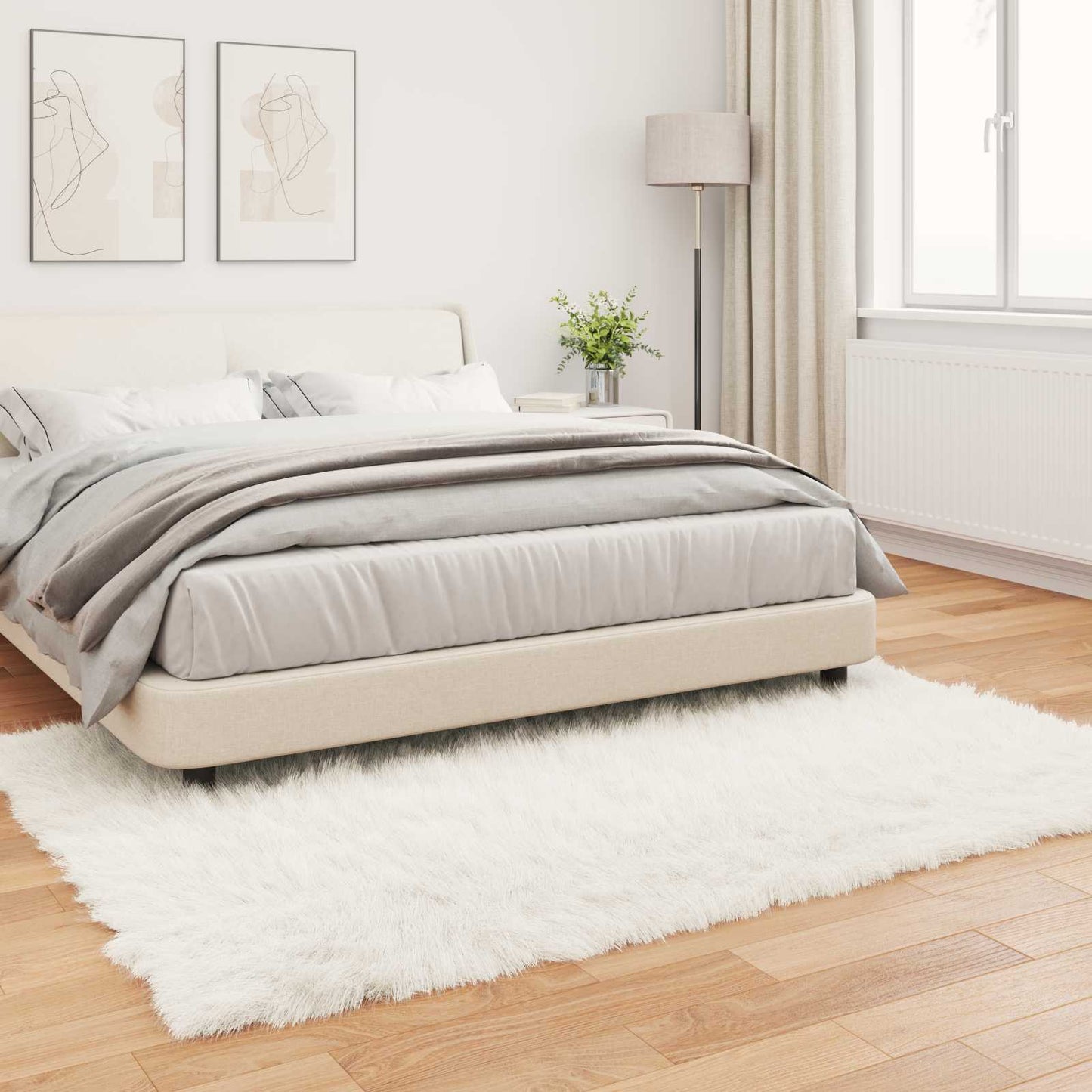 vidaXL Faux Sheepskin Rug TAFALLA White 140 x 200 cm Polyester