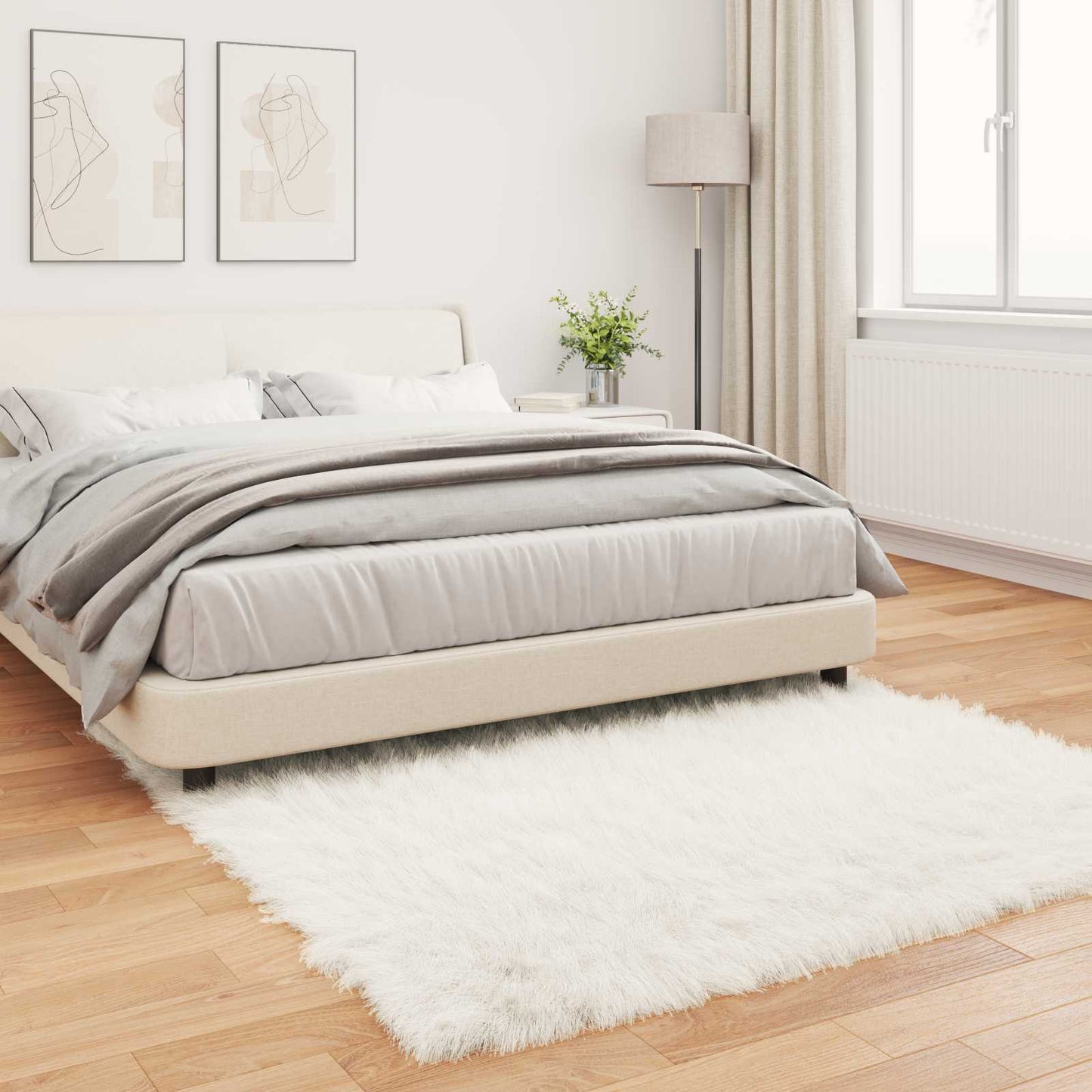 vidaXL Faux Sheepskin Rug TAFALLA White 160 x 160 cm Polyester