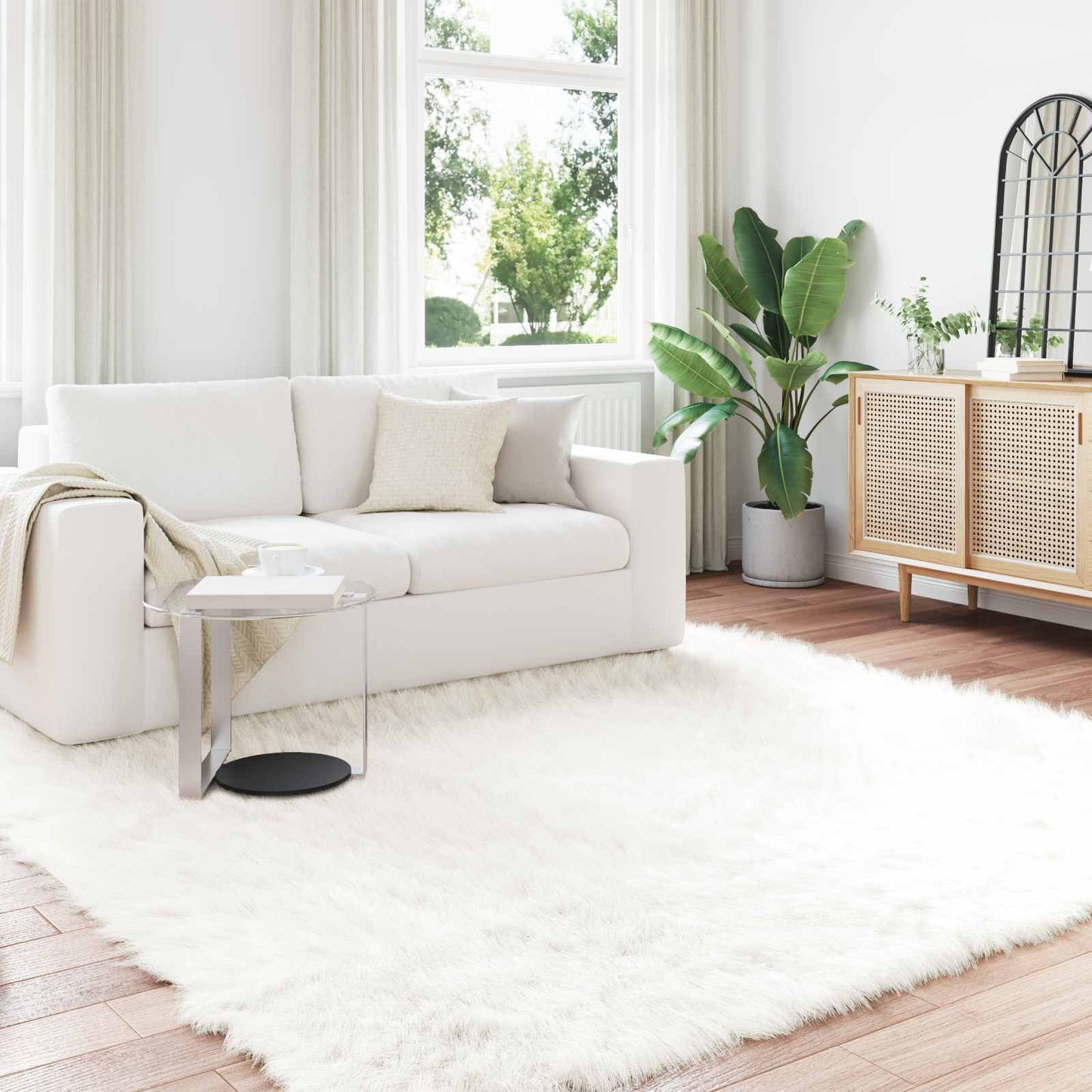 vidaXL Faux Sheepskin Rug TAFALLA White 200 x 200 cm Polyester