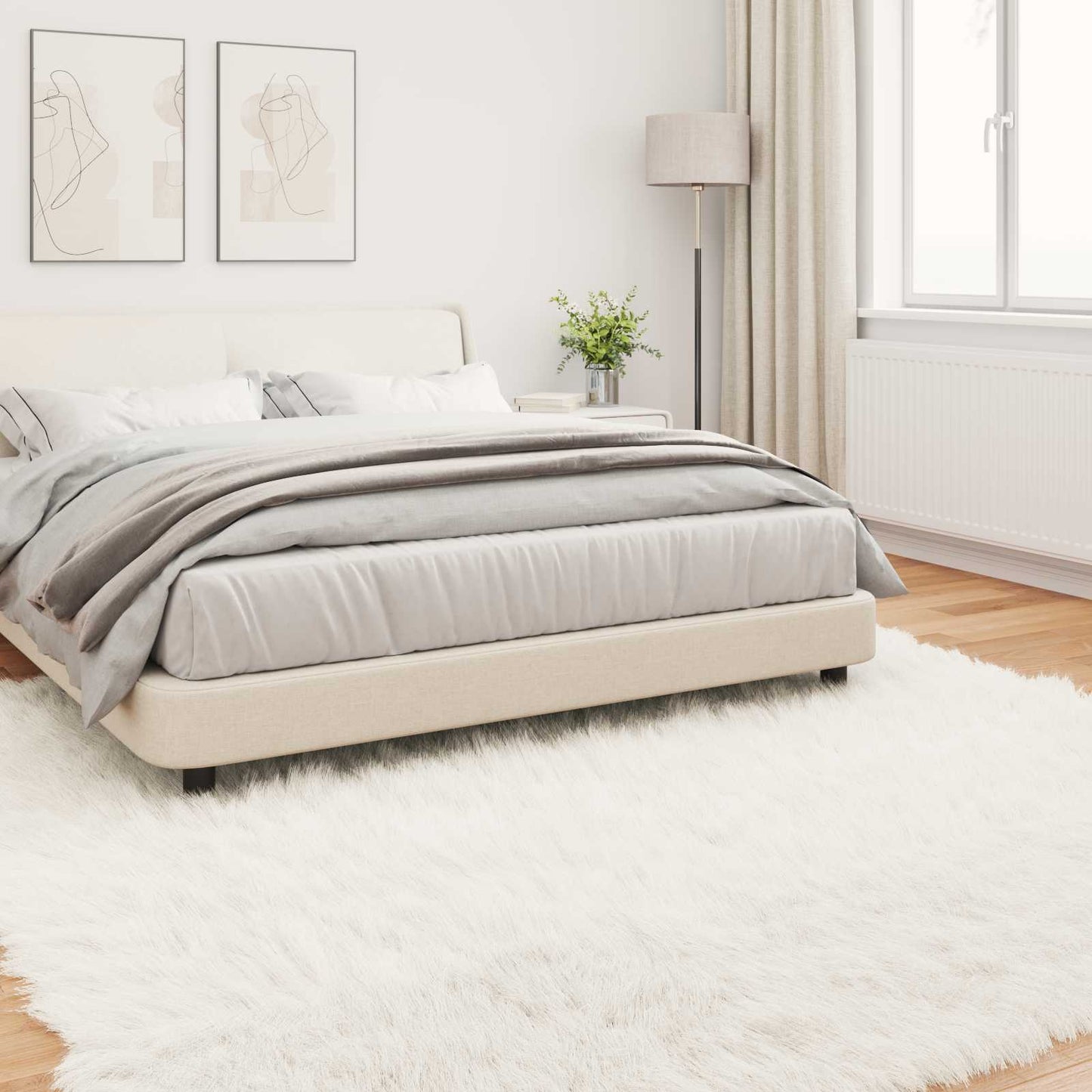 vidaXL Faux Sheepskin Rug TAFALLA White 200 x 200 cm Polyester