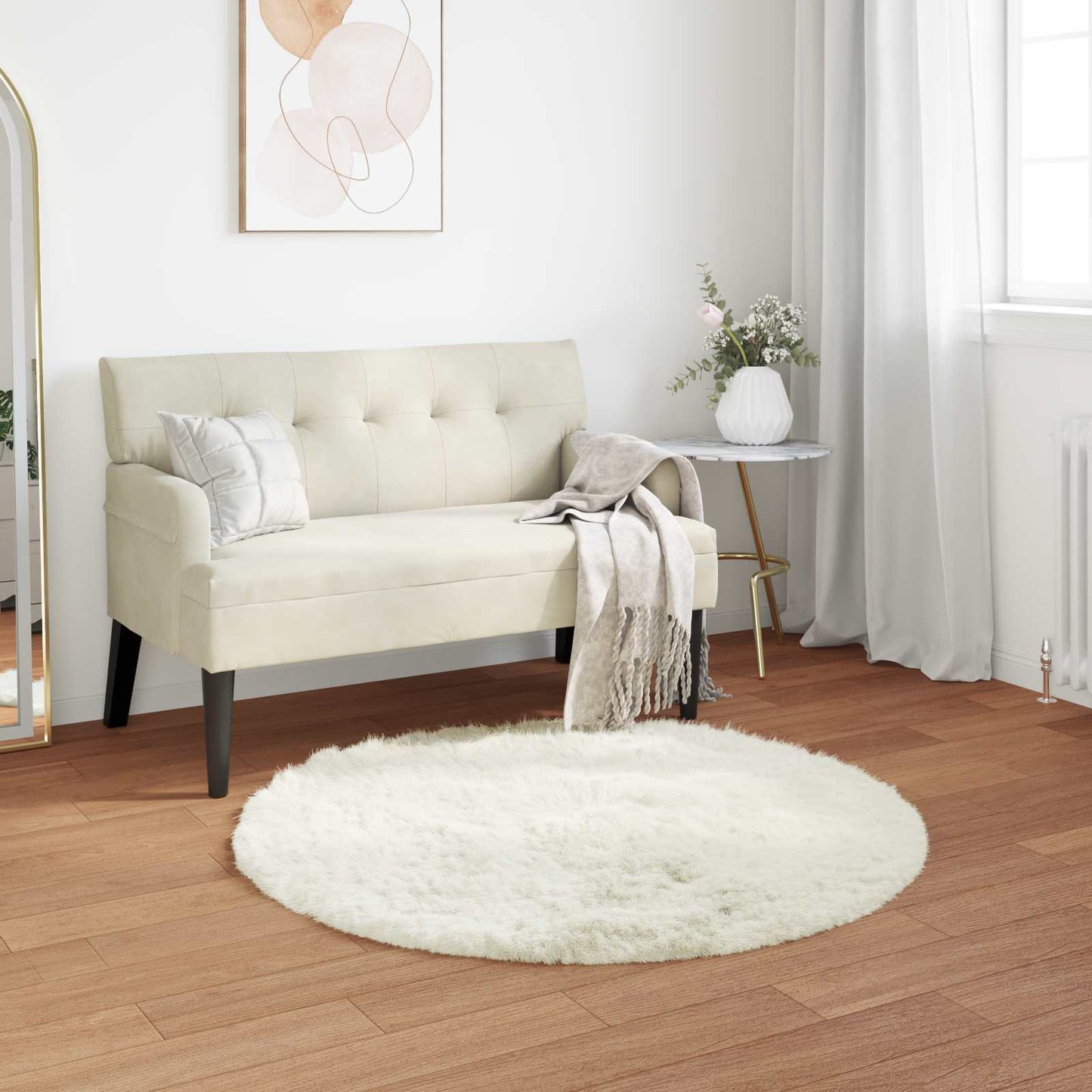 vidaXL Faux Sheepskin Rug TAFALLA White Ø 100 cm Polyester