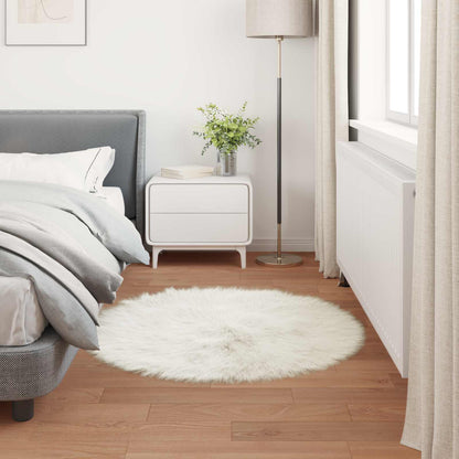 vidaXL Faux Sheepskin Rug TAFALLA White Ø 100 cm Polyester