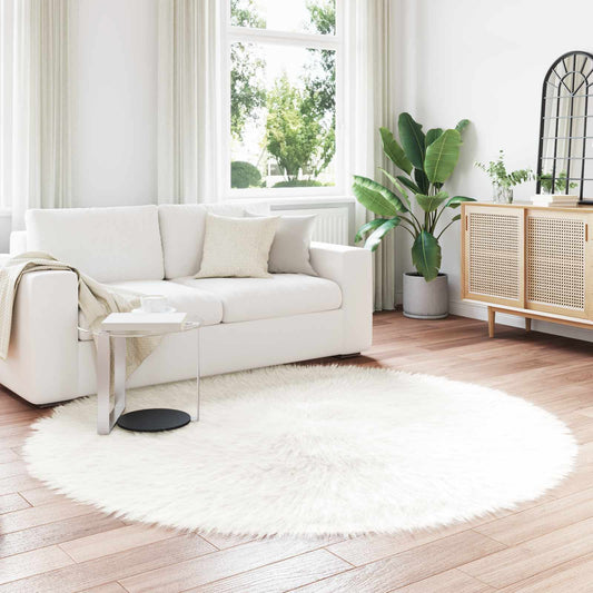 vidaXL Faux Sheepskin Rug TAFALLA White Ø 160 cm Polyester