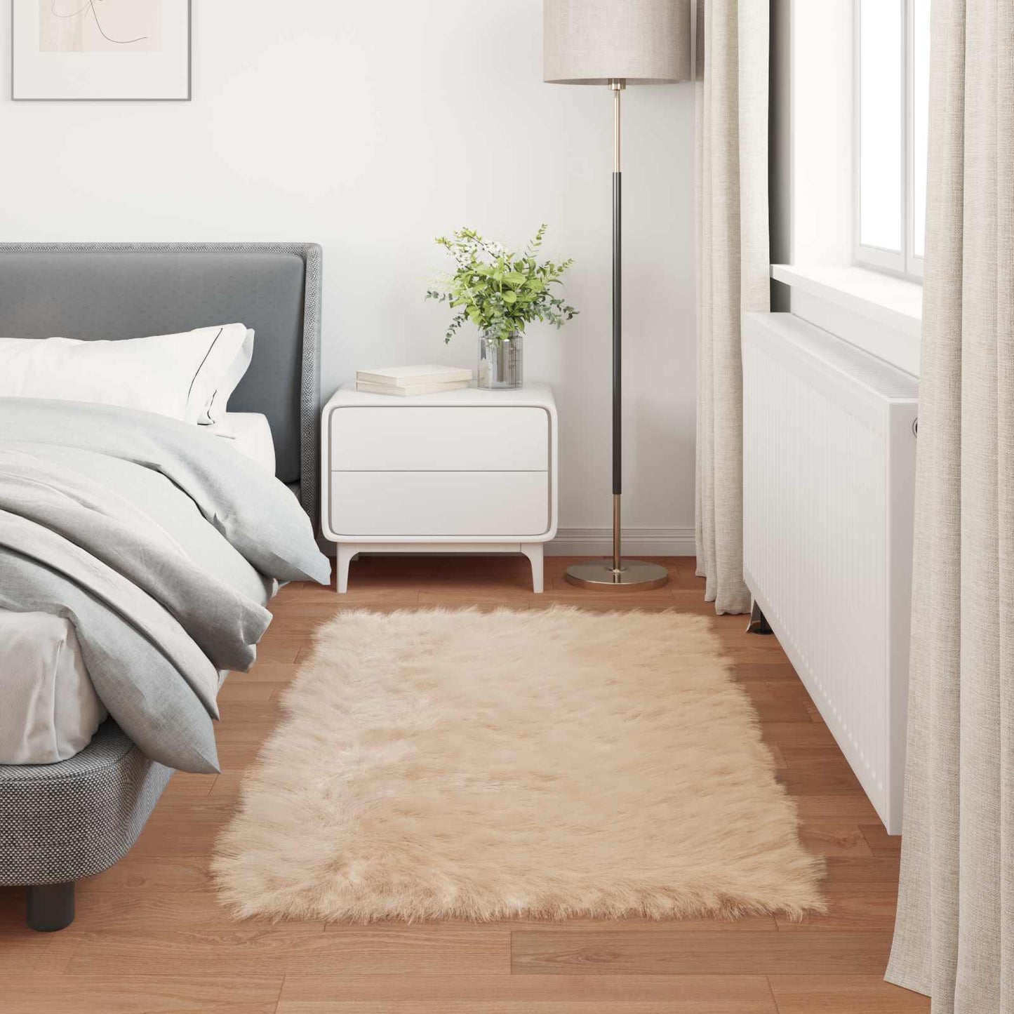 vidaXL Faux Sheepskin Rug TAFALLA Beige 60 x 110 cm Polyester