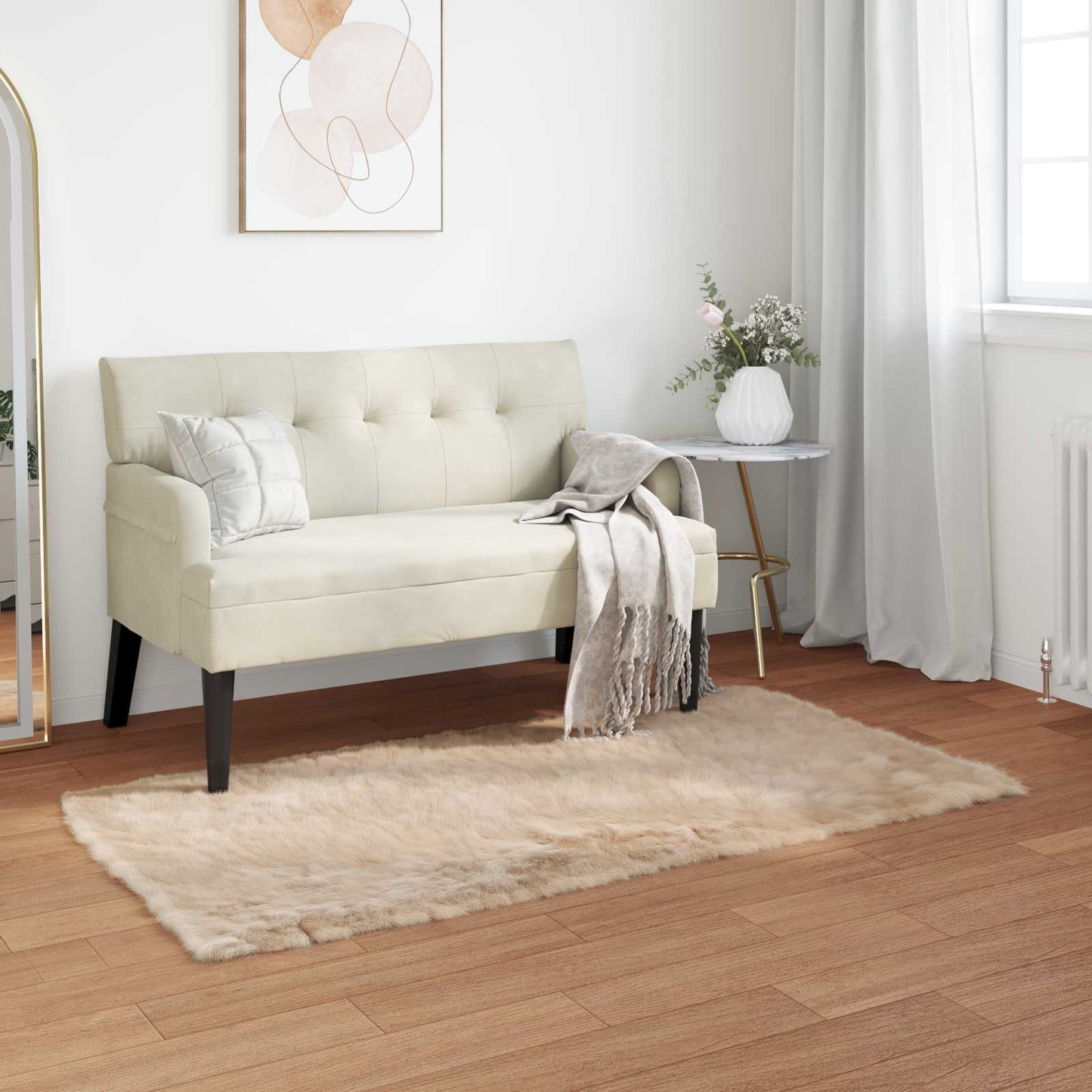 vidaXL Faux Sheepskin Rug TAFALLA Beige 80 x 150 cm Polyester