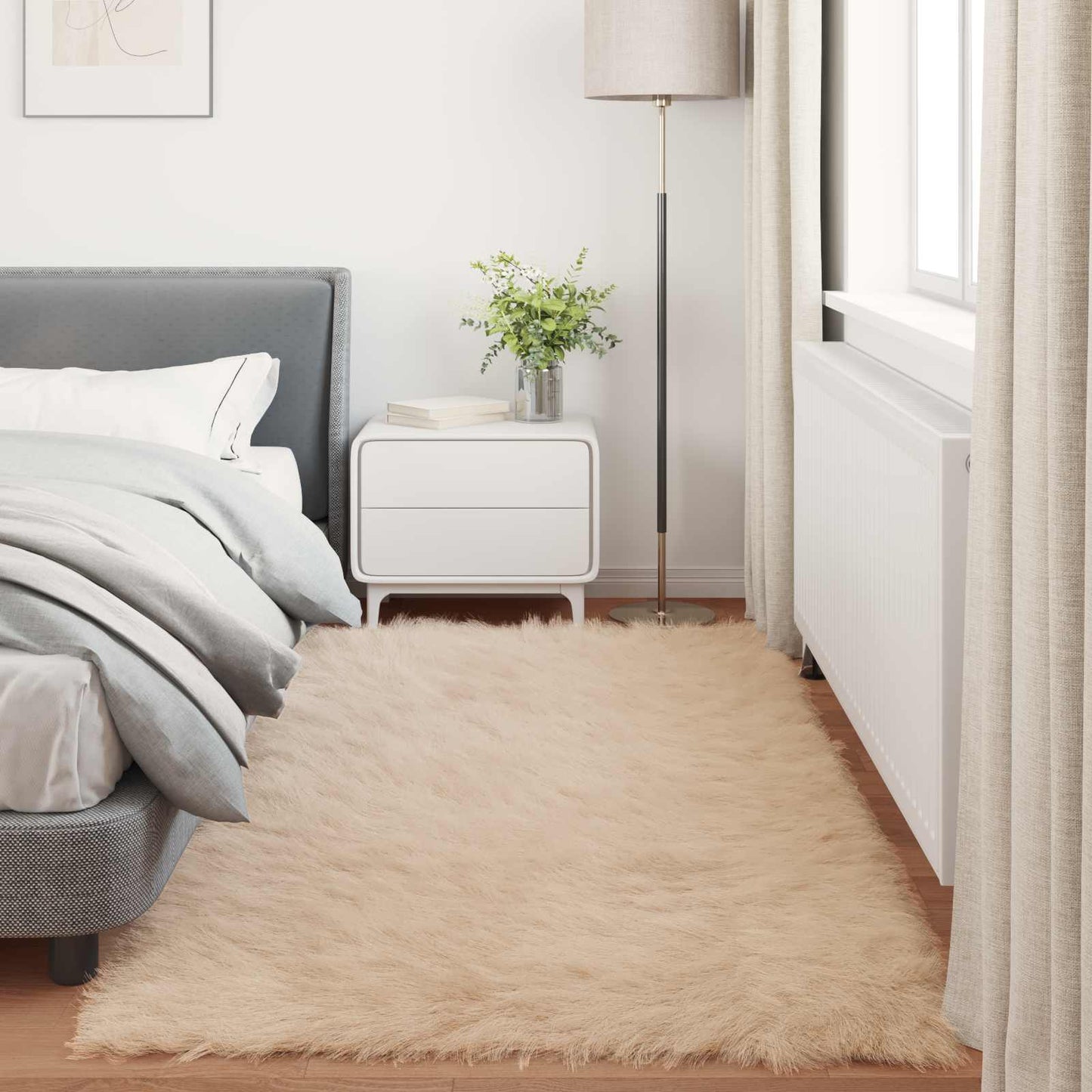 vidaXL Faux Sheepskin Rug TAFALLA Beige 100 x 200 cm Polyester