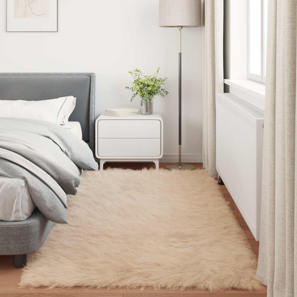 vidaXL Faux Sheepskin Rug TAFALLA Beige 100 x 200 cm Polyester