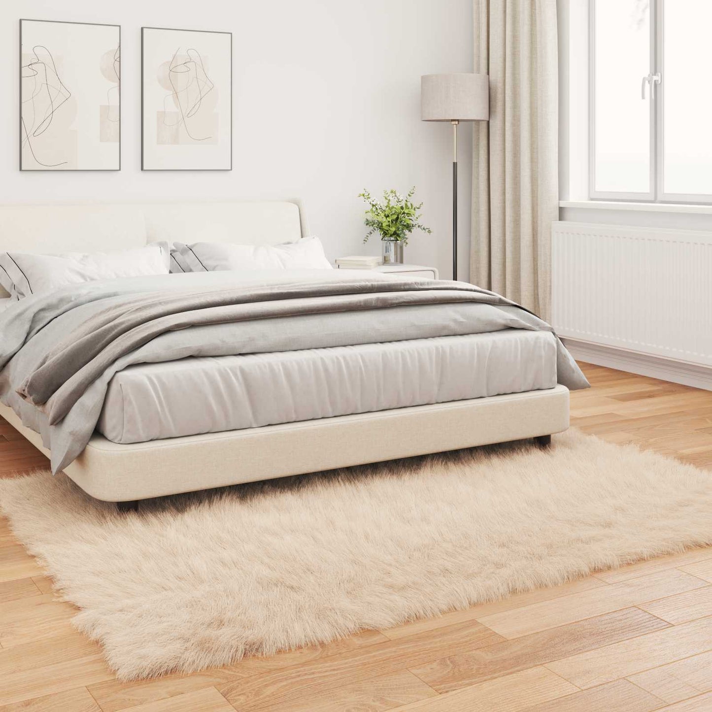 vidaXL Faux Sheepskin Rug TAFALLA Beige 120 x 170 cm Polyester