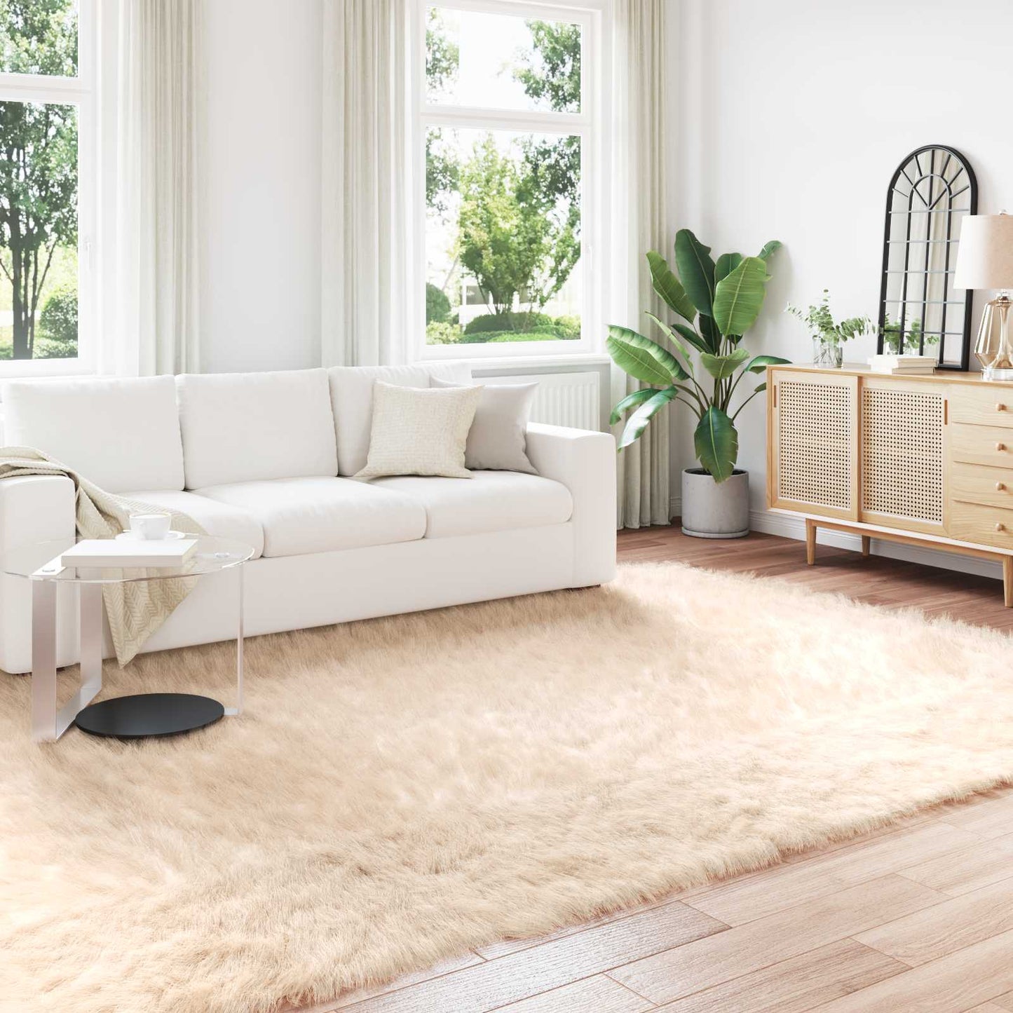 vidaXL Faux Sheepskin Rug TAFALLA Beige 240 x 340 cm Polyester