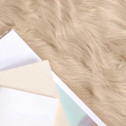 vidaXL Faux Sheepskin Rug TAFALLA Beige 120 x 120 cm Polyester