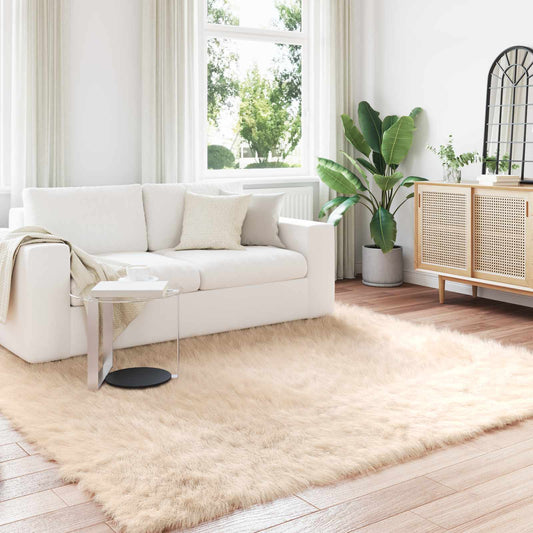 vidaXL Faux Sheepskin Rug TAFALLA Beige 200 x 200 cm Polyester