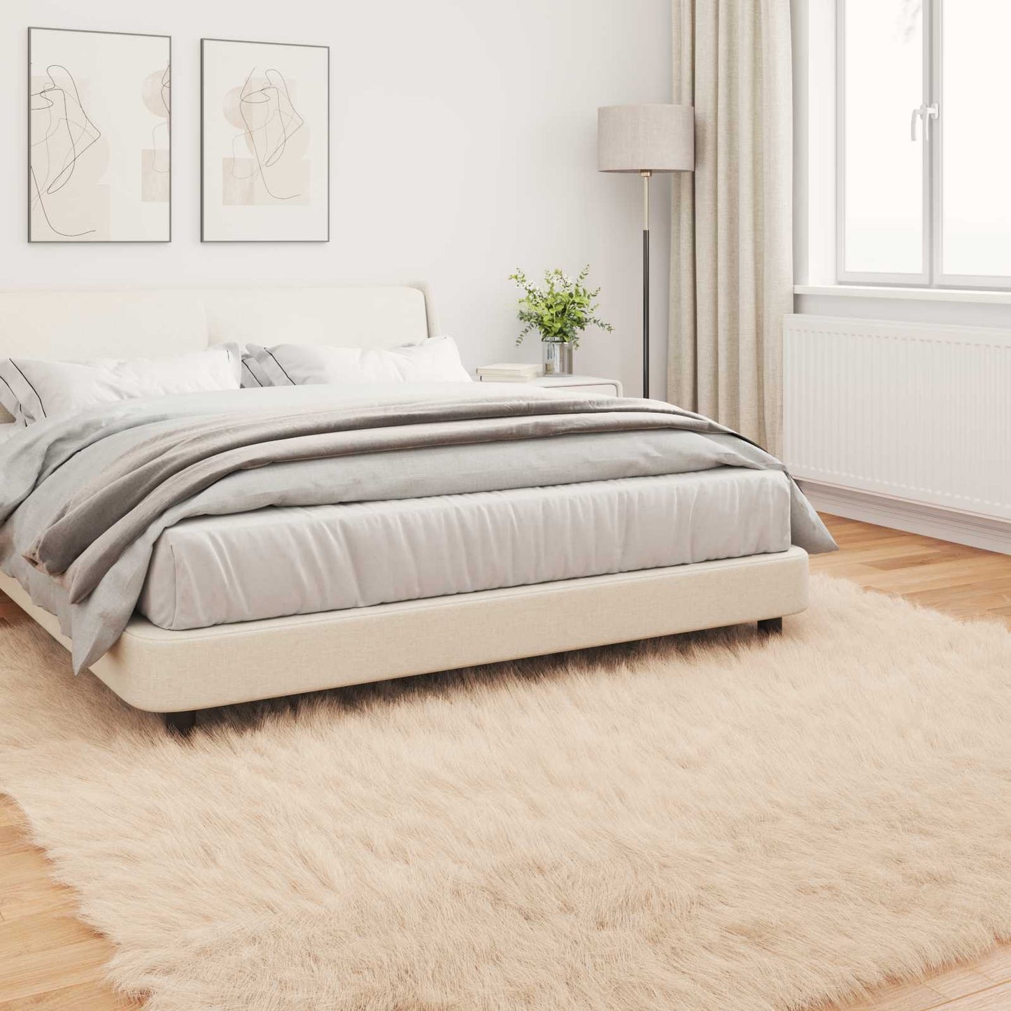 vidaXL Faux Sheepskin Rug TAFALLA Beige 200 x 200 cm Polyester
