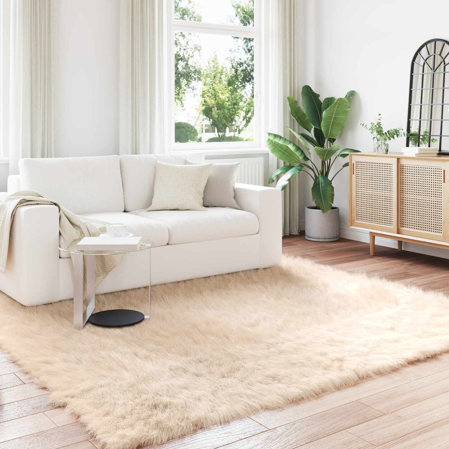 vidaXL Faux Sheepskin Rug TAFALLA Beige 240 x 240 cm Polyester