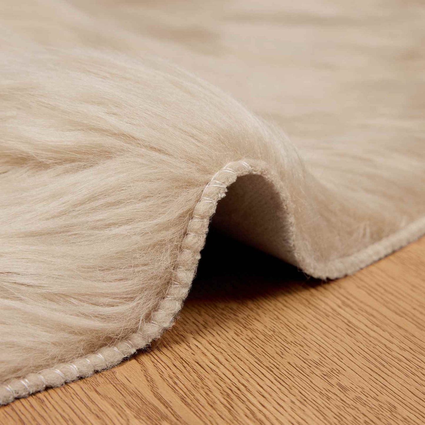 vidaXL Faux Sheepskin Rug TAFALLA Beige Ø 100 cm Polyester
