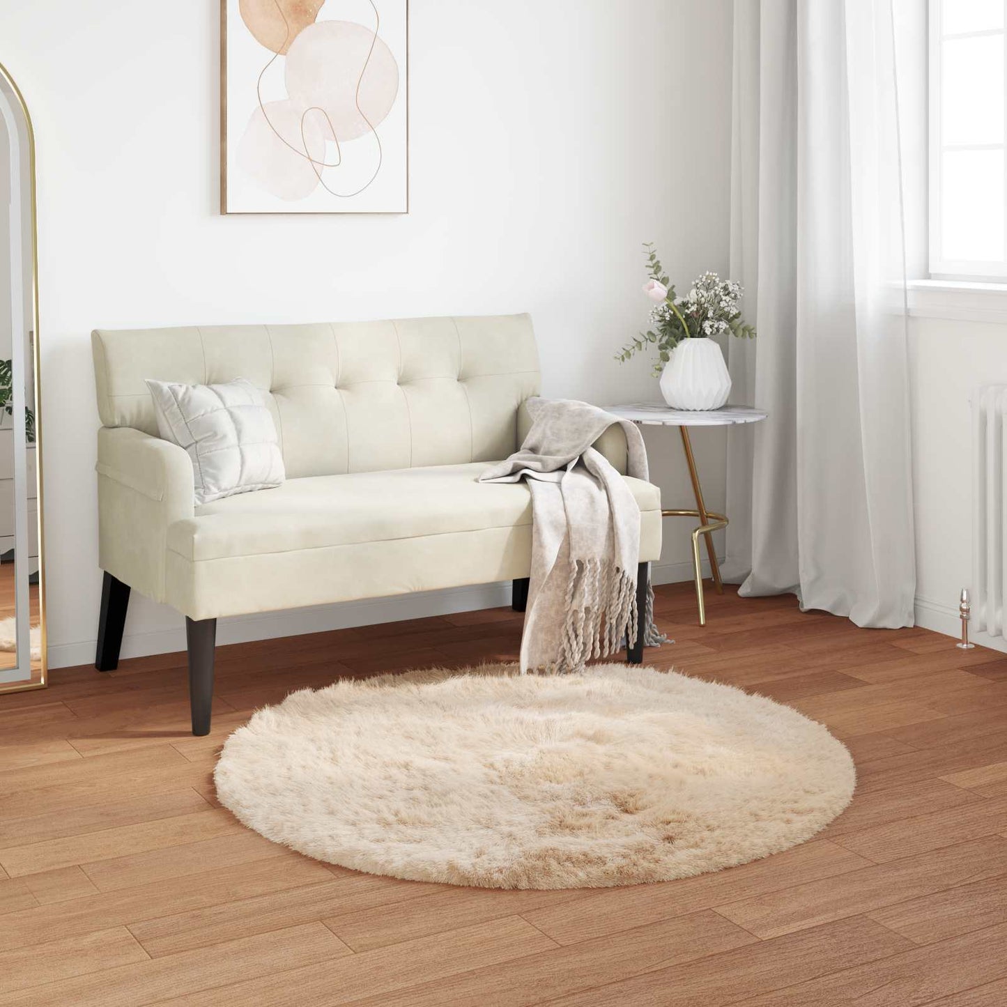 vidaXL Faux Sheepskin Rug TAFALLA Beige Ø 100 cm Polyester