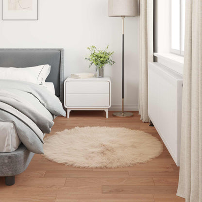 vidaXL Faux Sheepskin Rug TAFALLA Beige Ø 100 cm Polyester