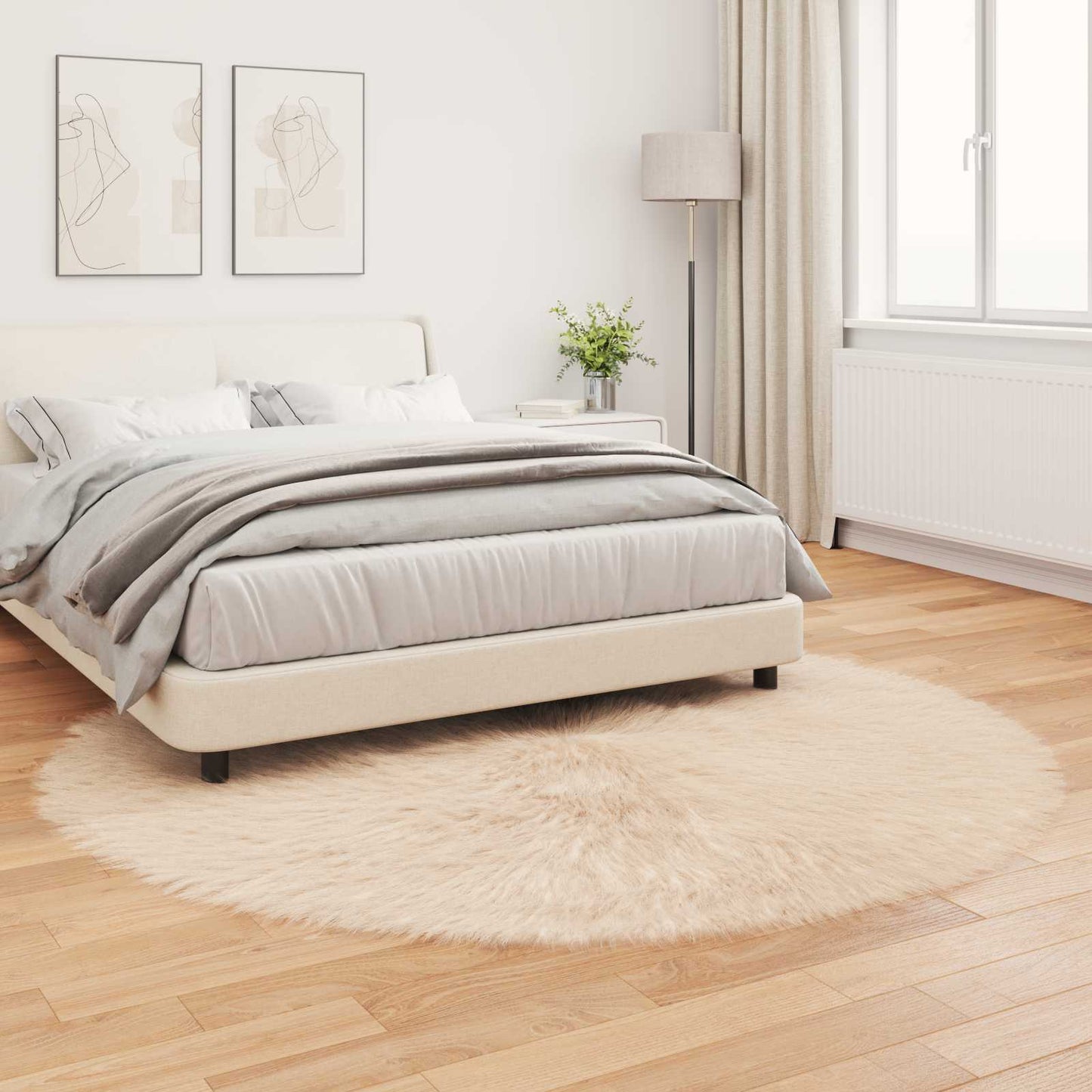 vidaXL Faux Sheepskin Rug TAFALLA Beige Ø 160 cm Polyester
