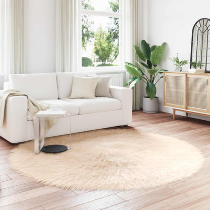 vidaXL Faux Sheepskin Rug TAFALLA Beige Ø 200 cm Polyester