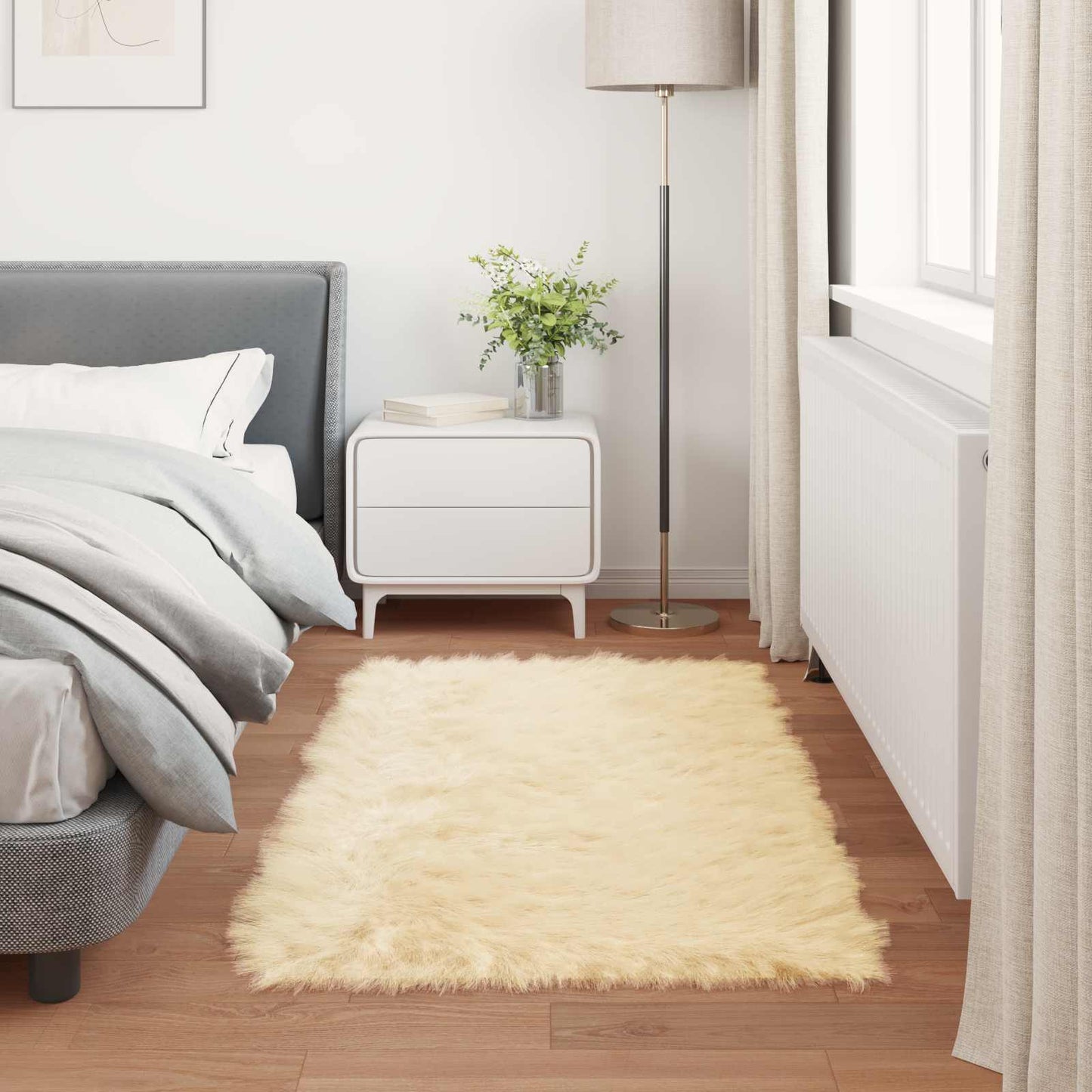 vidaXL Faux Sheepskin Rug TAFALLA Cream 60 x 110 cm Polyester