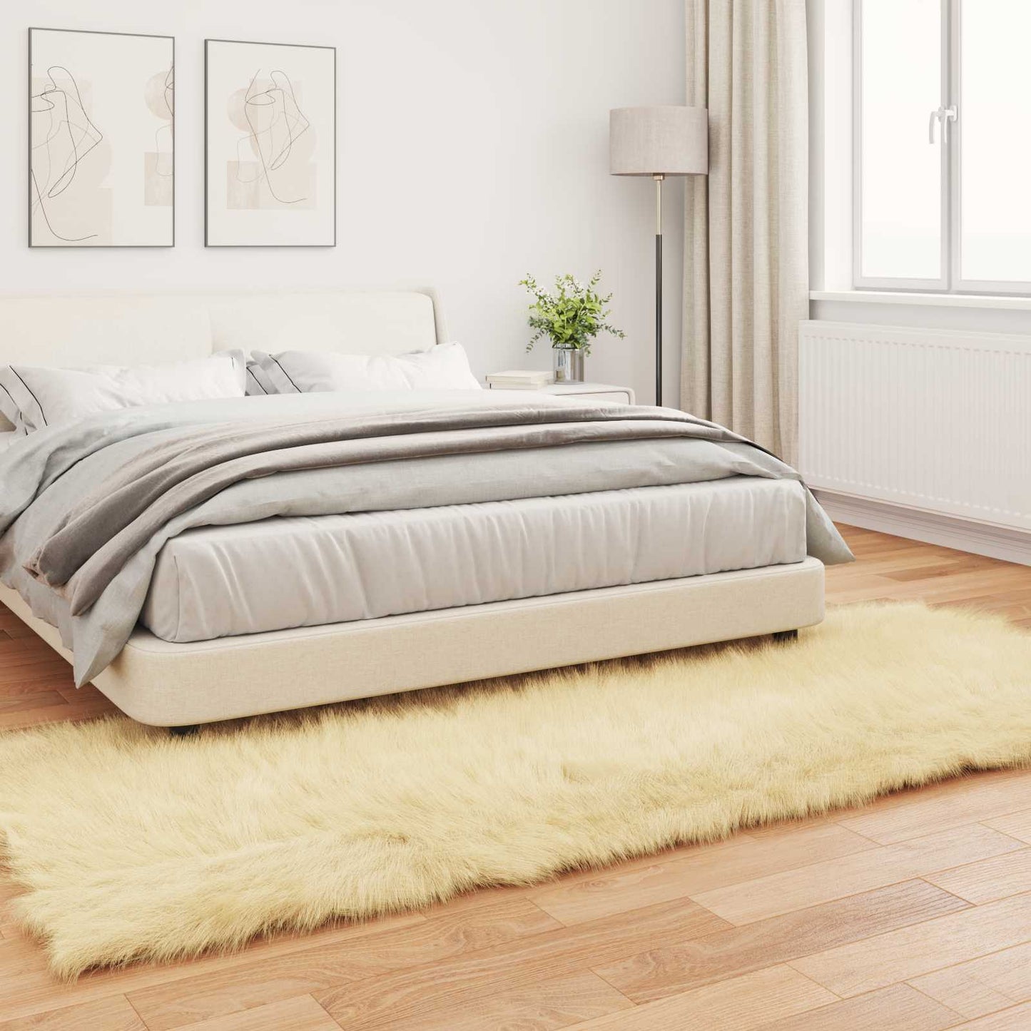 vidaXL Faux Sheepskin Rug TAFALLA Cream 80 x 250 cm Polyester