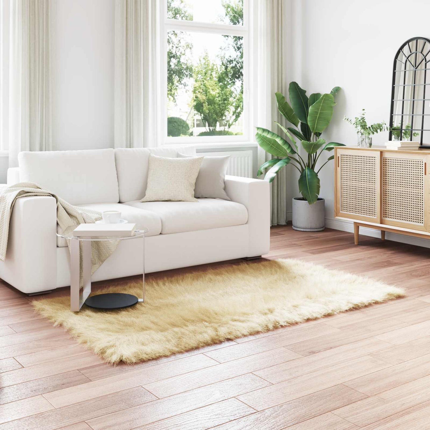 vidaXL Faux Sheepskin Rug TAFALLA Cream 120 x 170 cm Polyester
