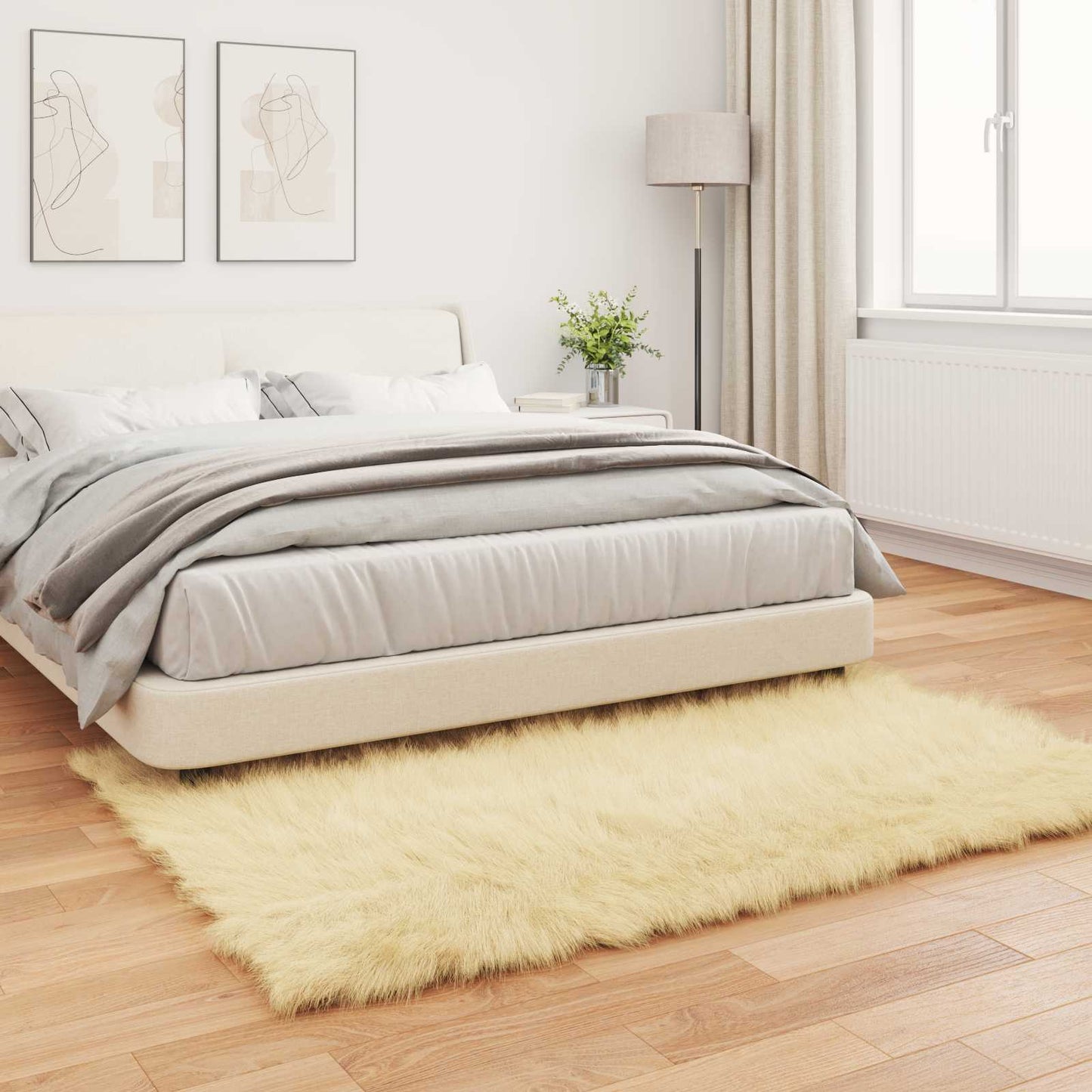 vidaXL Faux Sheepskin Rug TAFALLA Cream 120 x 170 cm Polyester
