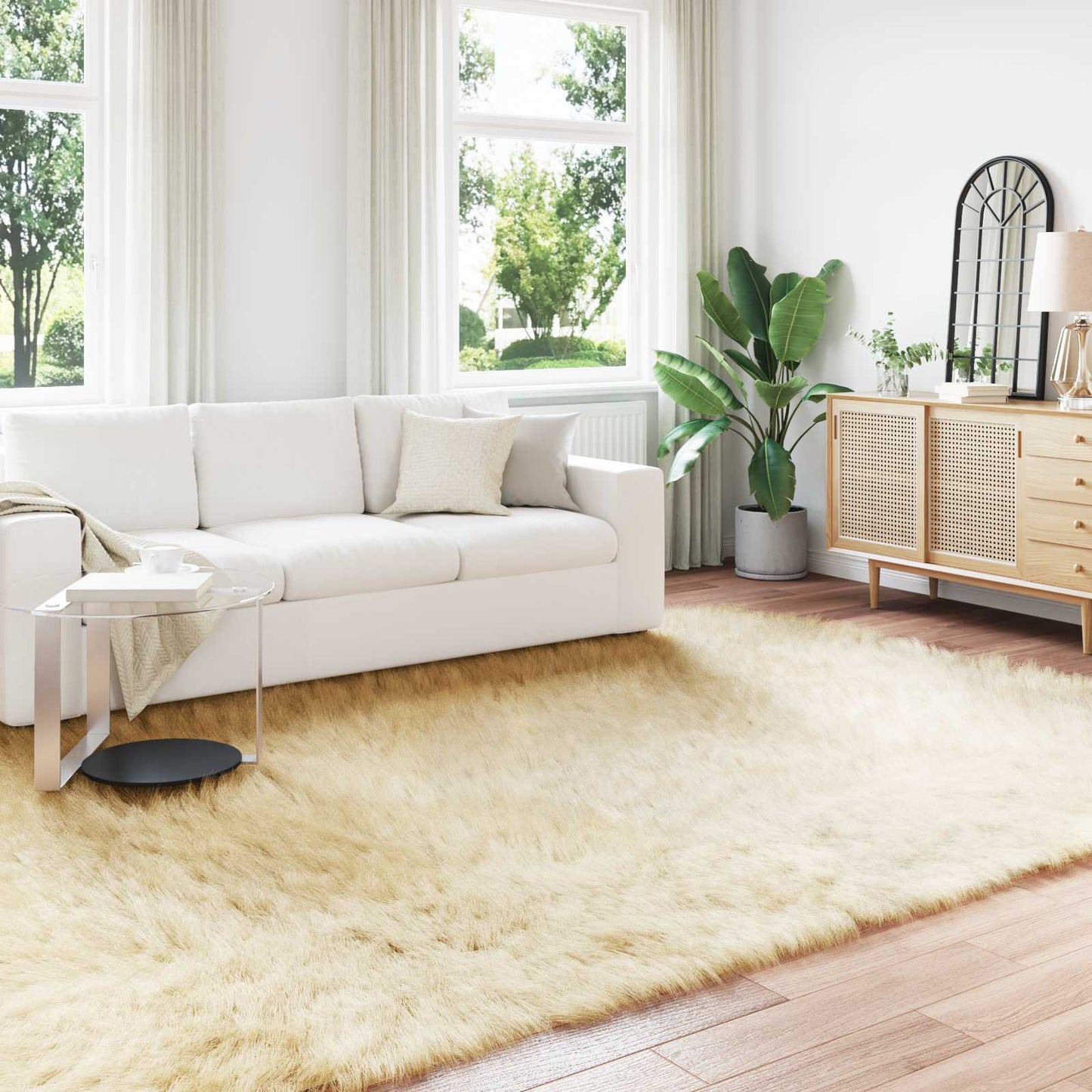 vidaXL Faux Sheepskin Rug TAFALLA Cream 200 x 280 cm Polyester