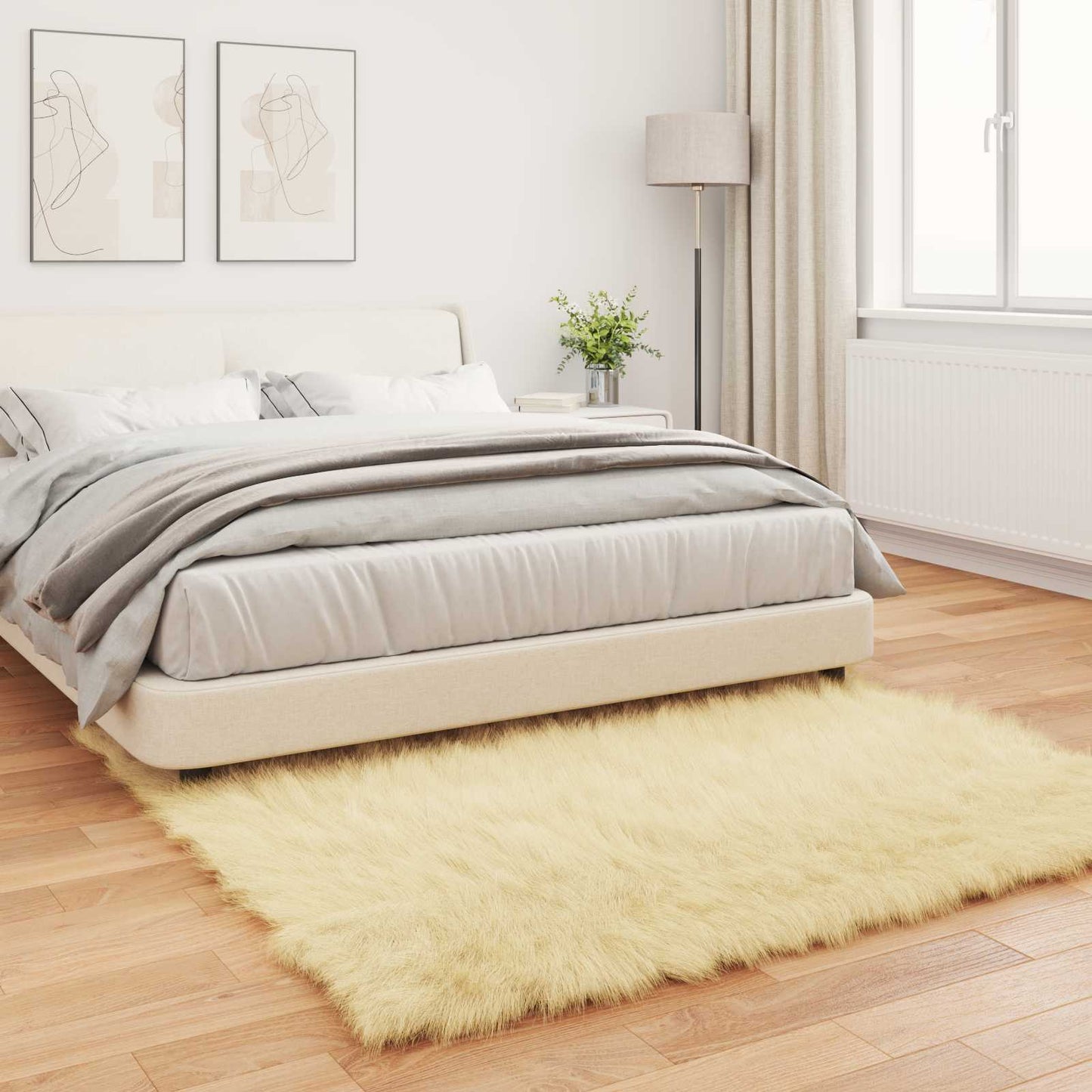 vidaXL Faux Sheepskin Rug TAFALLA Cream 160 x 160 cm Polyester