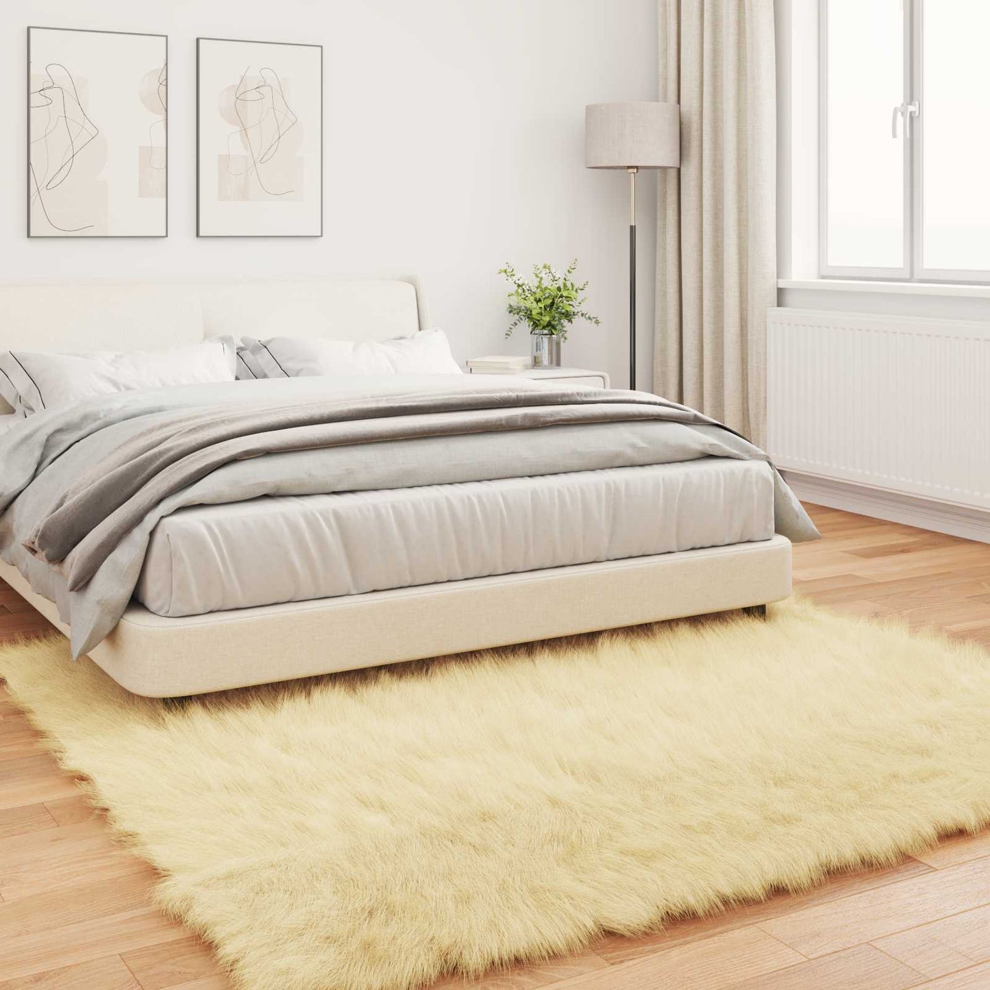 vidaXL Faux Sheepskin Rug TAFALLA Cream 240 x 240 cm Polyester