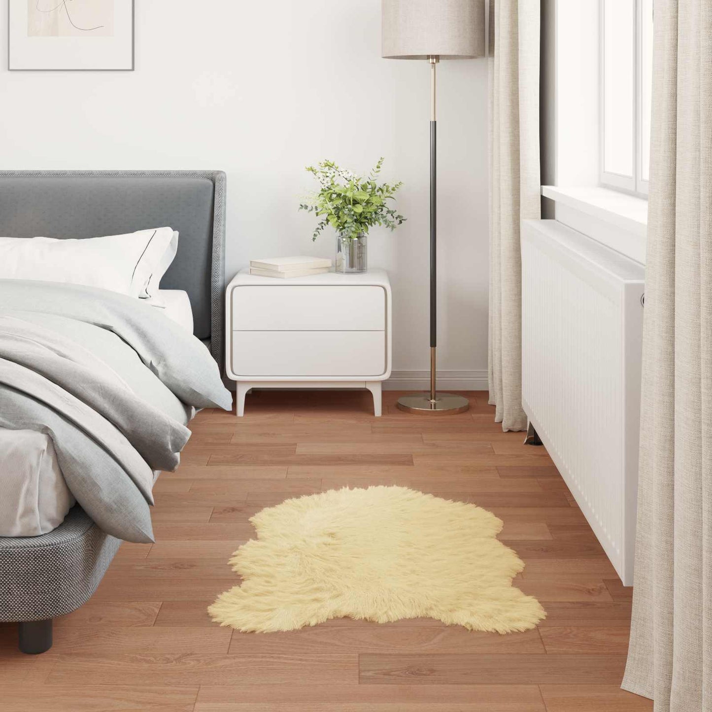 vidaXL Faux Sheepskin Rug TAFALLA Cream 60 x 90 cm Polyester