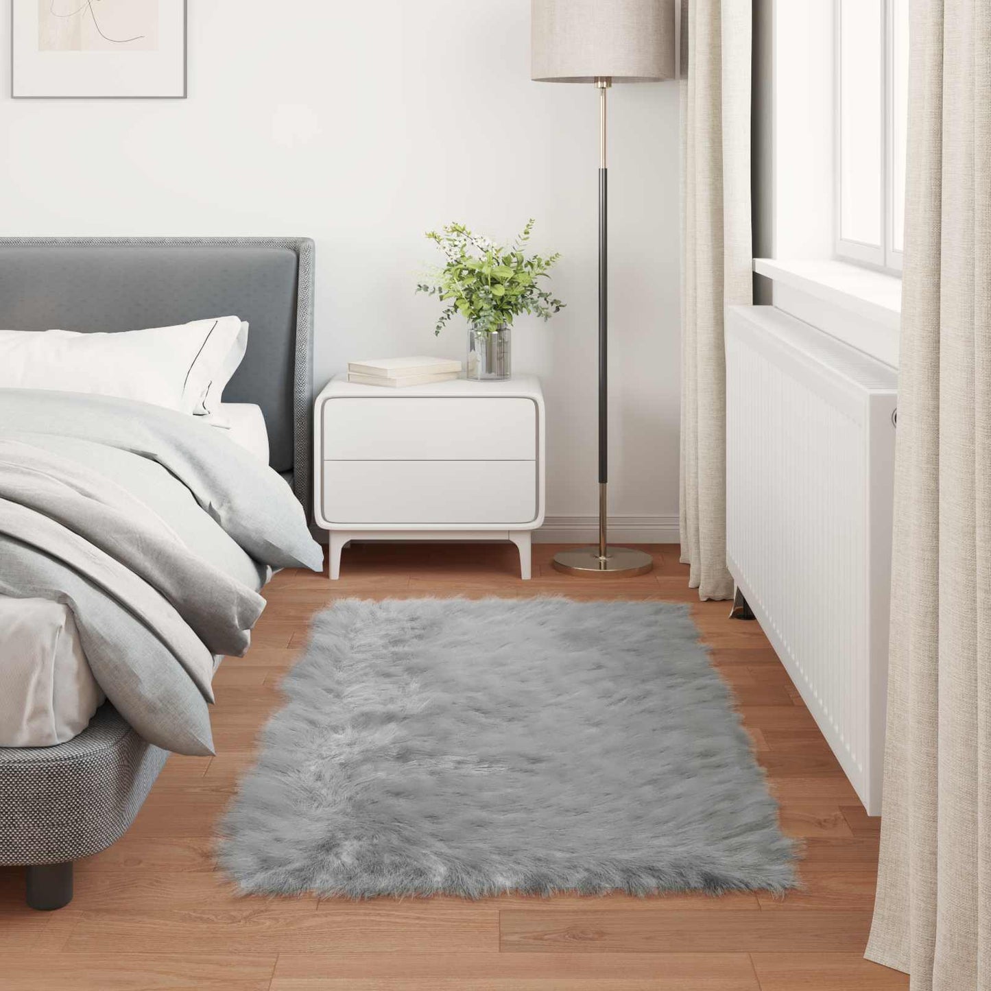 vidaXL Faux Sheepskin Rug TAFALLA Grey 60 x 110 cm Polyester