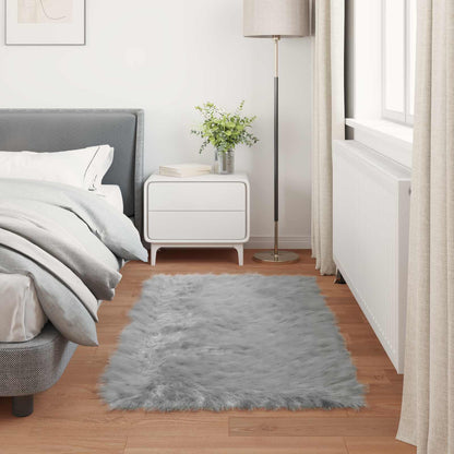vidaXL Faux Sheepskin Rug TAFALLA Grey 60 x 110 cm Polyester