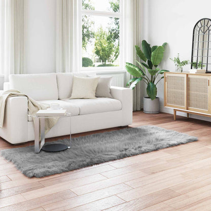 vidaXL Faux Sheepskin Rug TAFALLA Grey 80 x 250 cm Polyester