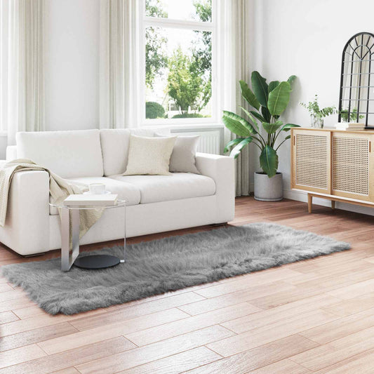 vidaXL Faux Sheepskin Rug TAFALLA Grey 80 x 250 cm Polyester