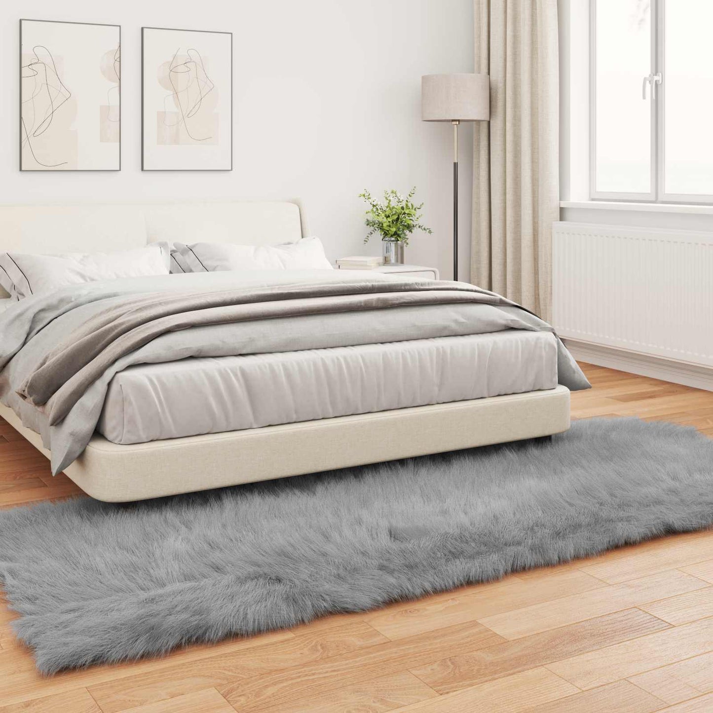 vidaXL Faux Sheepskin Rug TAFALLA Grey 80 x 250 cm Polyester