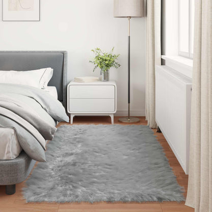 vidaXL Faux Sheepskin Rug TAFALLA Grey 100 x 200 cm Polyester