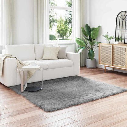 vidaXL Faux Sheepskin Rug TAFALLA Grey 160 x 160 cm Polyester