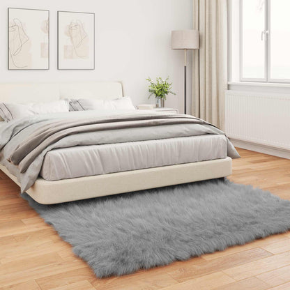 vidaXL Faux Sheepskin Rug TAFALLA Grey 160 x 160 cm Polyester