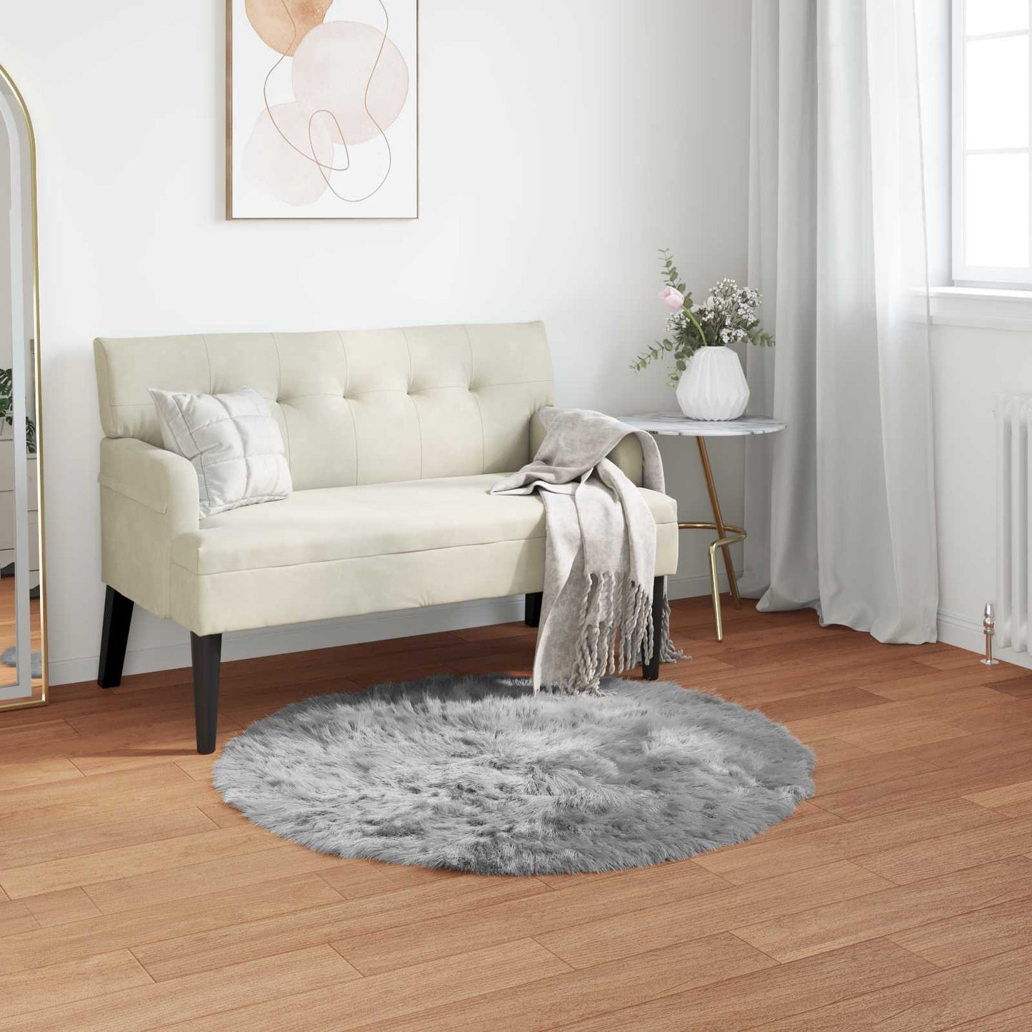vidaXL Faux Sheepskin Rug TAFALLA Grey Ø 80 cm Polyester