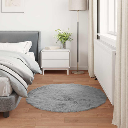vidaXL Faux Sheepskin Rug TAFALLA Grey Ø 80 cm Polyester