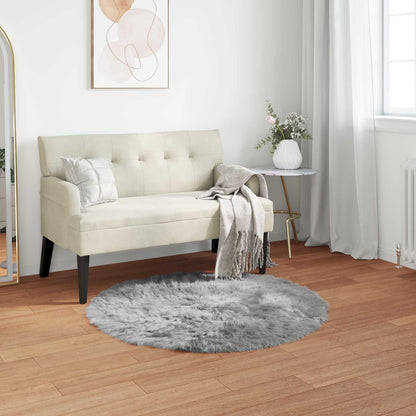 vidaXL Faux Sheepskin Rug TAFALLA Grey Ø 100 cm Polyester